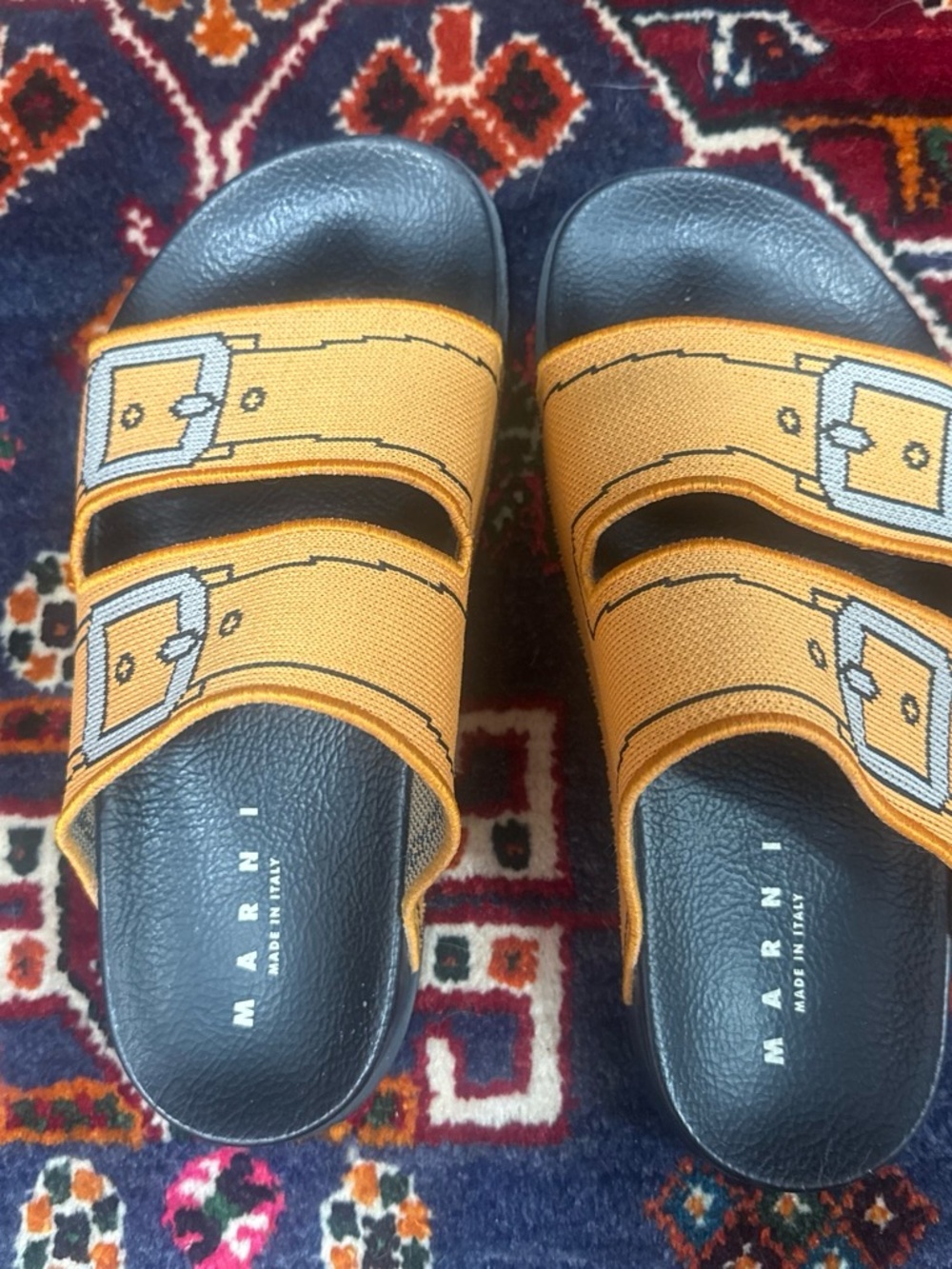 Marni woven slides with faux buckle detail